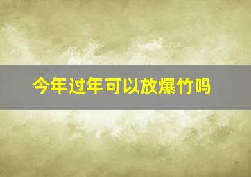 今年过年可以放爆竹吗