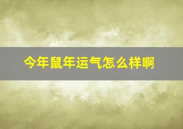 今年鼠年运气怎么样啊