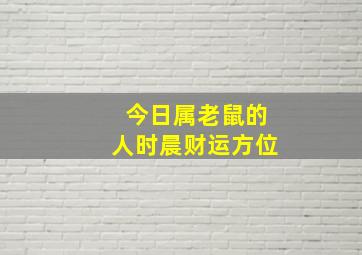 今日属老鼠的人时晨财运方位