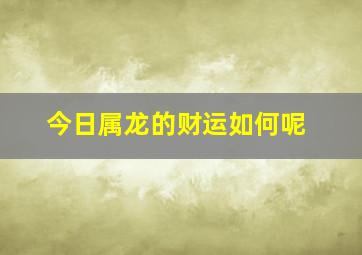 今日属龙的财运如何呢