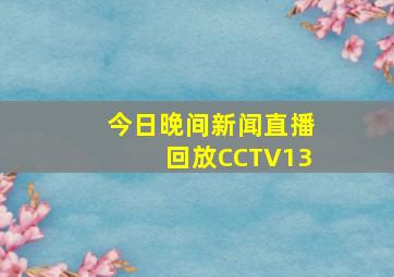 今日晚间新闻直播回放CCTV13