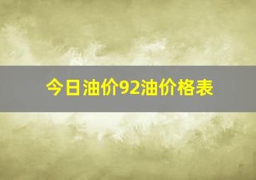 今日油价92油价格表