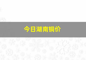 今日湖南铜价