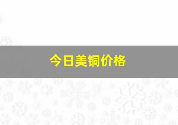 今日美铜价格