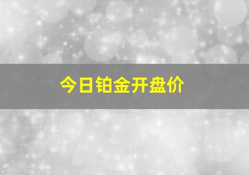 今日铂金开盘价