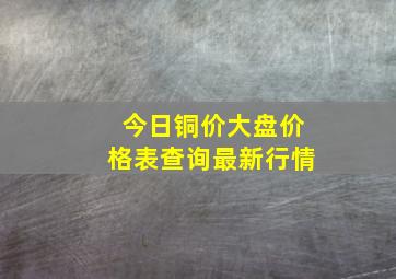 今日铜价大盘价格表查询最新行情