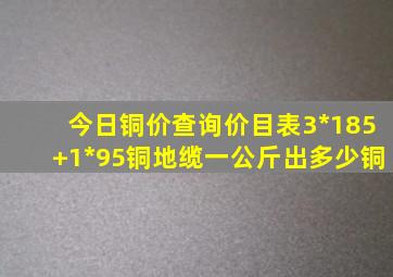 今日铜价查询价目表3*185+1*95铜地缆一公斤出多少铜