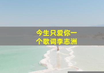 今生只爱你一个歌词李志洲