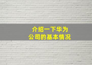 介绍一下华为公司的基本情况