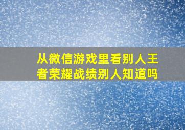 从微信游戏里看别人王者荣耀战绩别人知道吗