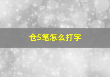 仓5笔怎么打字