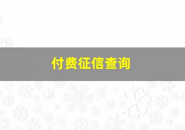 付费征信查询