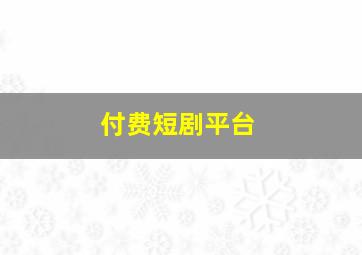 付费短剧平台