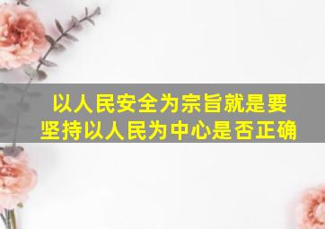 以人民安全为宗旨就是要坚持以人民为中心是否正确