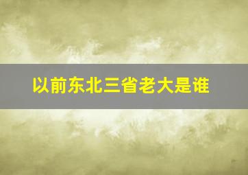 以前东北三省老大是谁