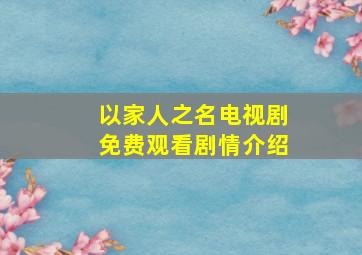 以家人之名电视剧免费观看剧情介绍