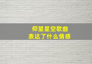 仰望星空歌曲表达了什么情感