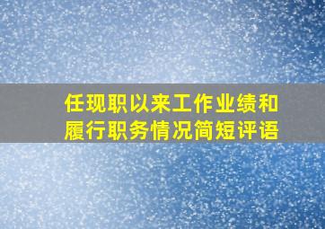 任现职以来工作业绩和履行职务情况简短评语