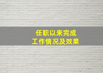 任职以来完成工作情况及效果