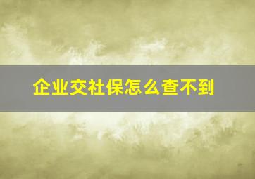 企业交社保怎么查不到