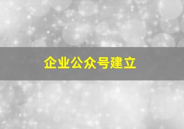 企业公众号建立