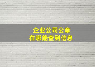 企业公司公章在哪能查到信息