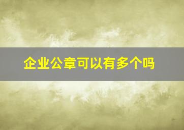 企业公章可以有多个吗