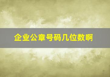 企业公章号码几位数啊