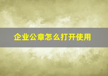 企业公章怎么打开使用