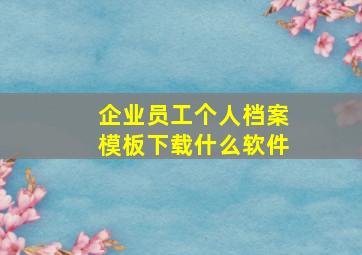 企业员工个人档案模板下载什么软件