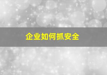 企业如何抓安全