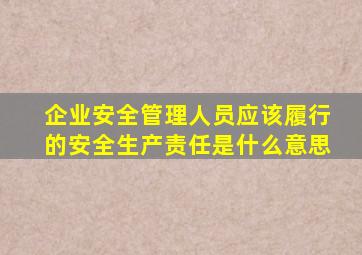 企业安全管理人员应该履行的安全生产责任是什么意思