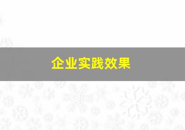 企业实践效果