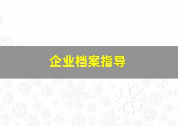 企业档案指导