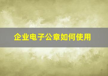 企业电子公章如何使用