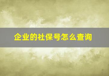 企业的社保号怎么查询