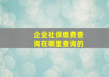 企业社保缴费查询在哪里查询的