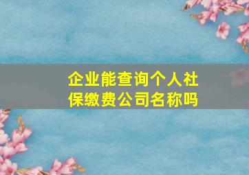 企业能查询个人社保缴费公司名称吗