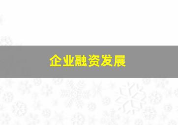 企业融资发展