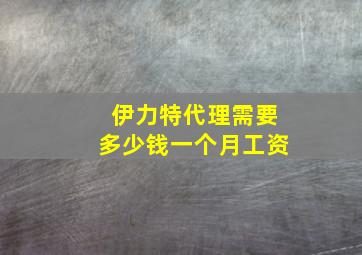 伊力特代理需要多少钱一个月工资