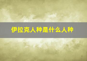 伊拉克人种是什么人种