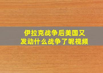 伊拉克战争后美国又发动什么战争了呢视频