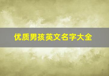 优质男孩英文名字大全