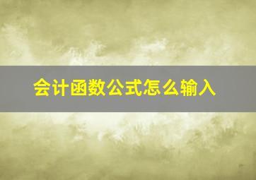 会计函数公式怎么输入