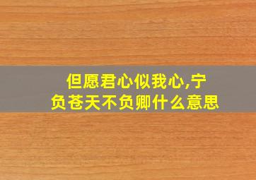 但愿君心似我心,宁负苍天不负卿什么意思