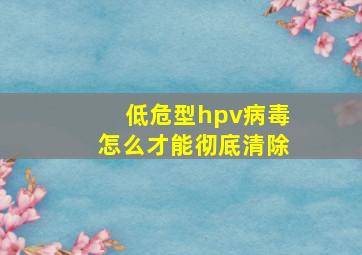 低危型hpv病毒怎么才能彻底清除