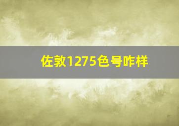 佐敦1275色号咋样