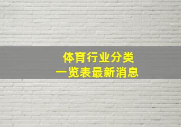 体育行业分类一览表最新消息