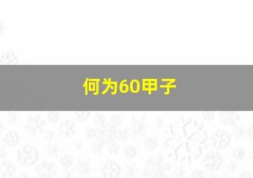 何为60甲子