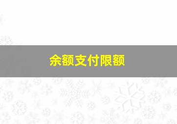 余额支付限额